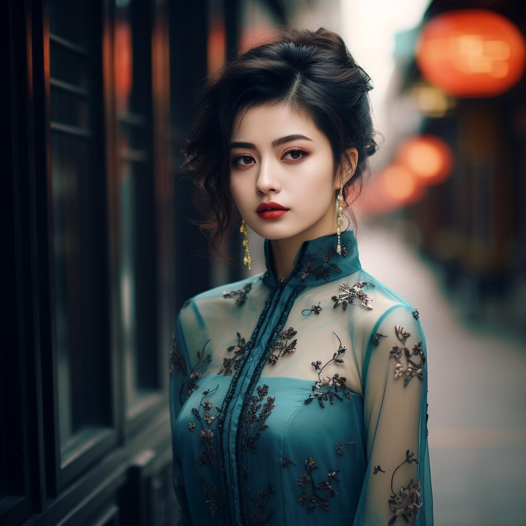 惹人怜爱的旗袍美女,在老城街头漫步,绽放出摄人心魄的风华绝代.