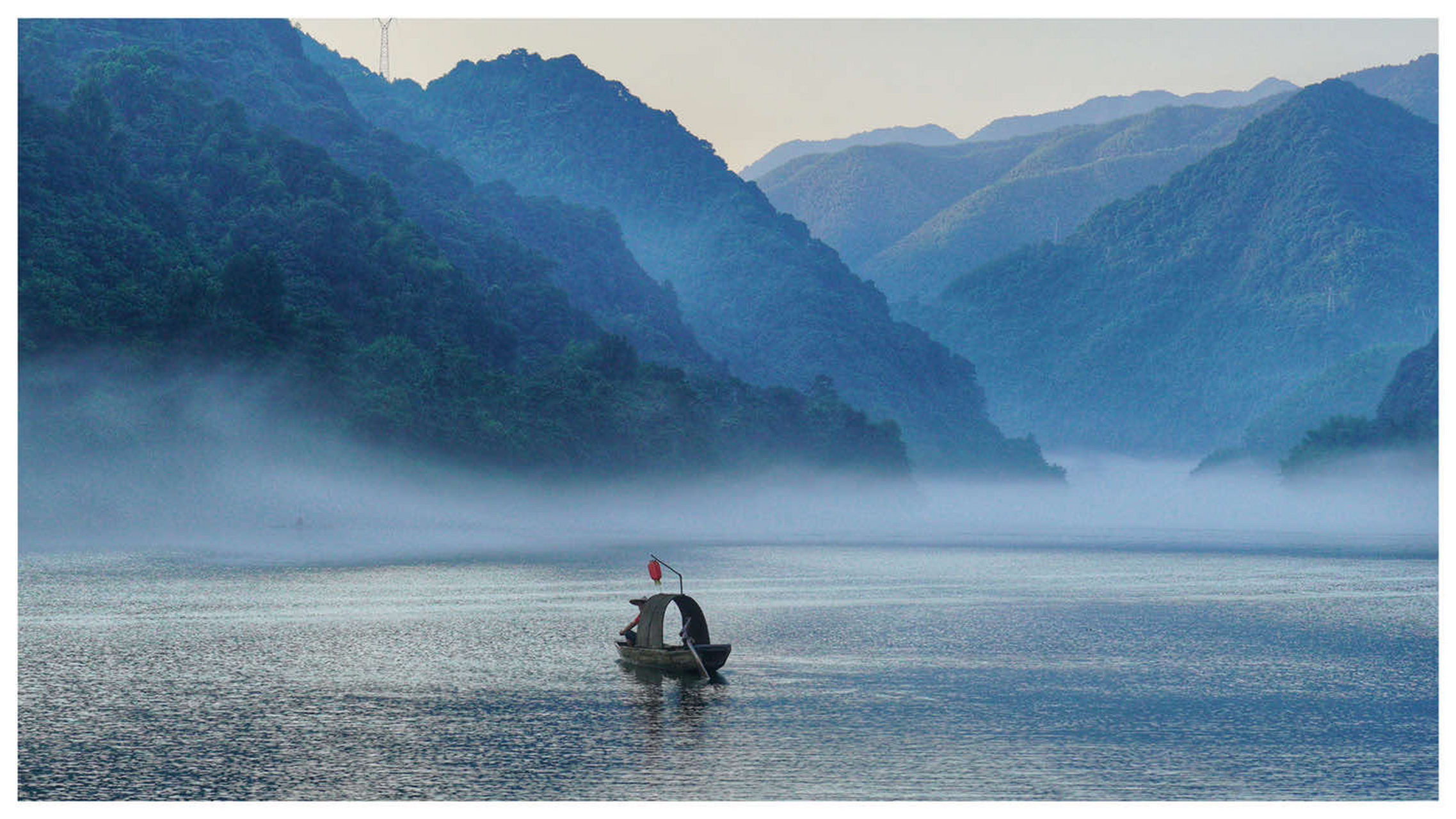 小船流水意境图片大全图片