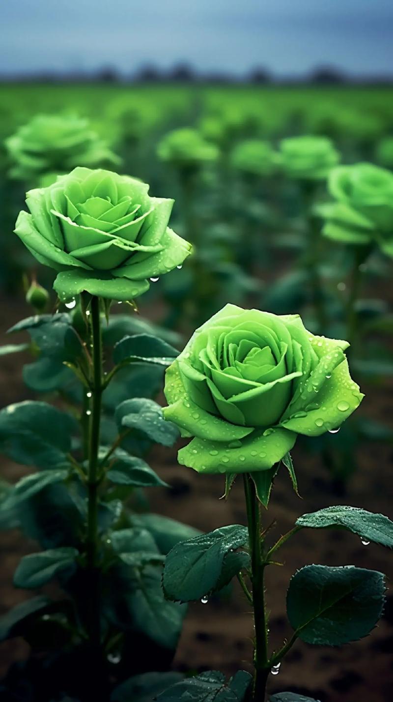 雨中盛开的绿玫瑰花,清新脱俗,美得让人心醉