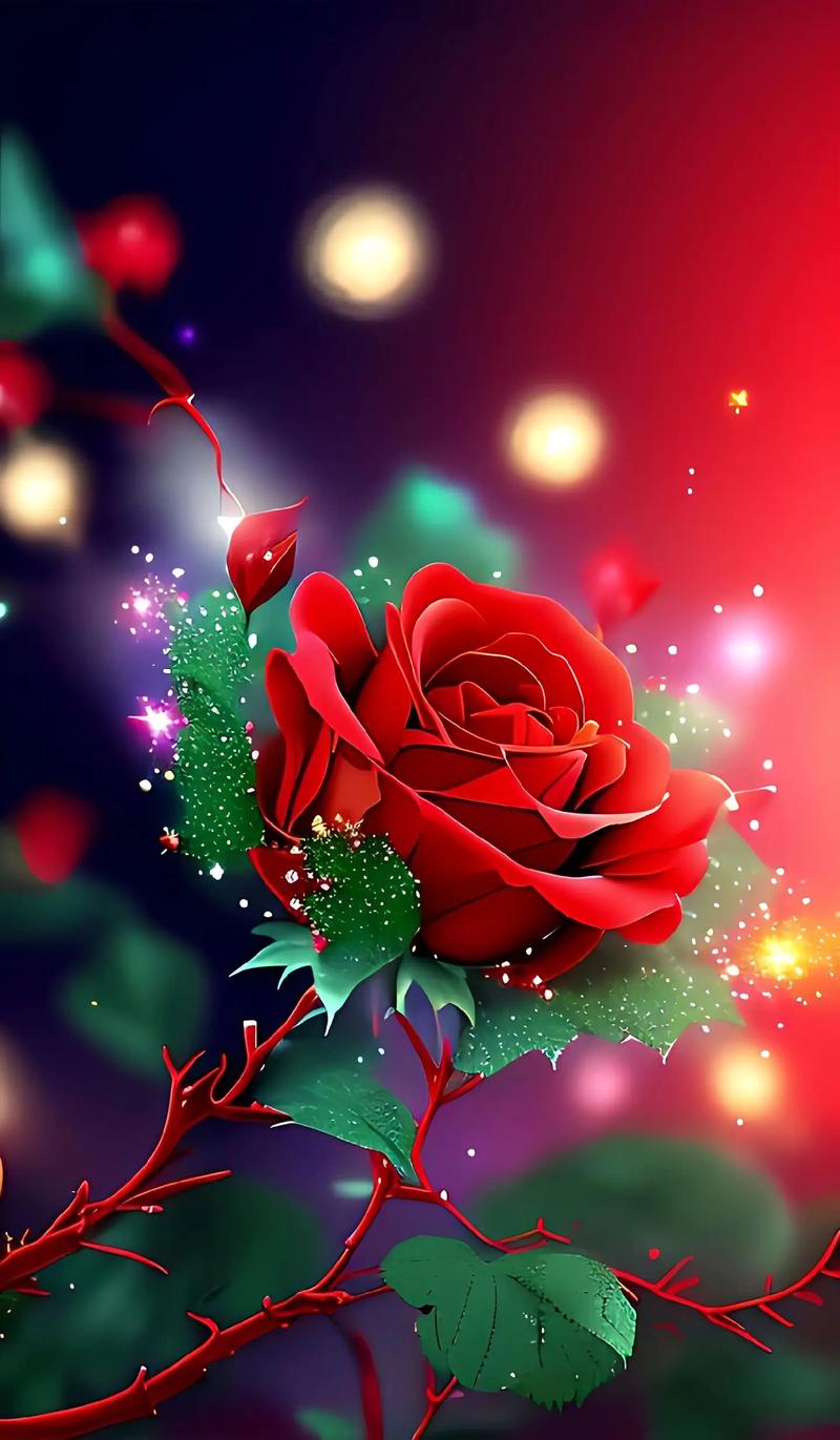 这朵红玫瑰花,美得像刚从魔法故事里开出来的一样,艳丽无比