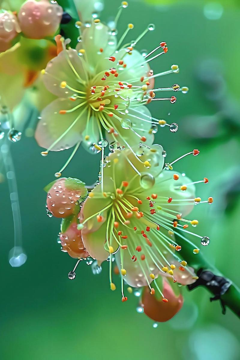 雨后露珠花草图片