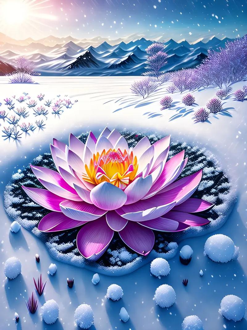 雪山雪莲花简笔画图片