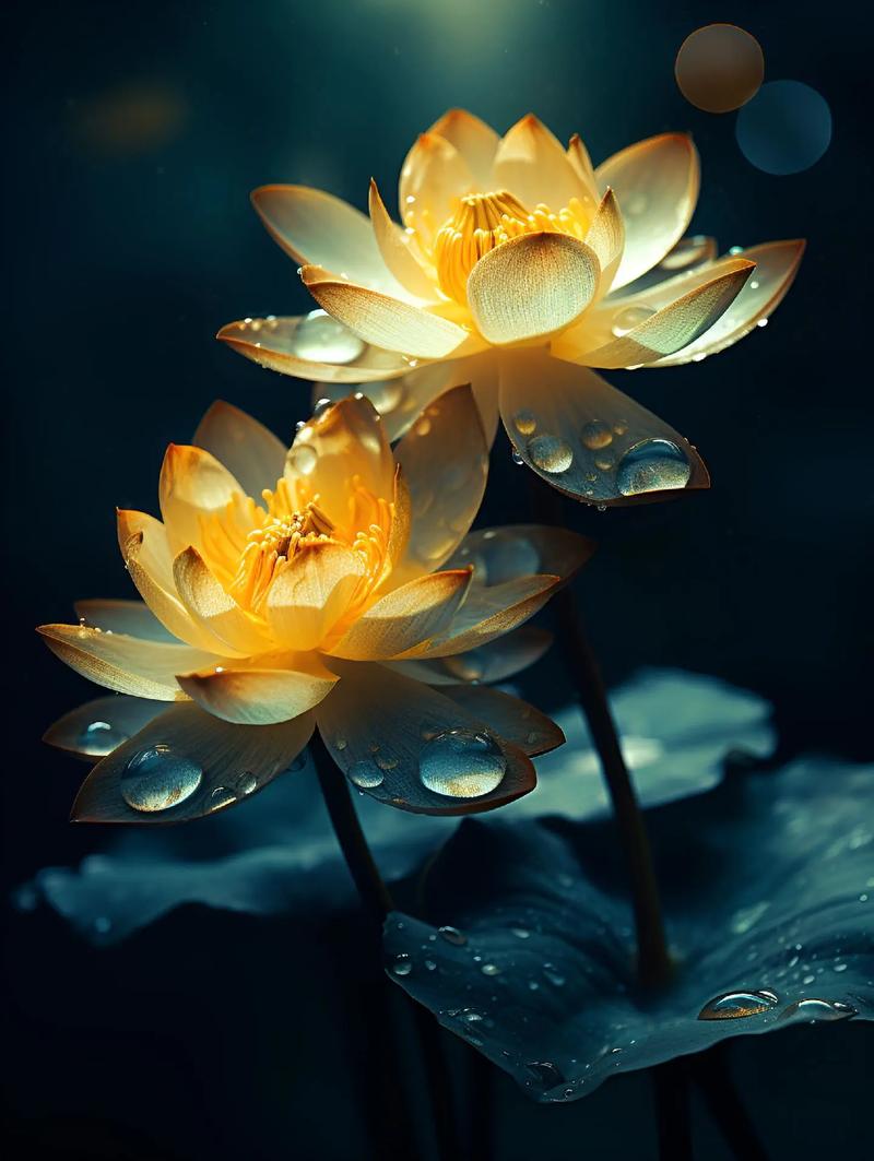 金莲花,在雨中闪闪发光,它有着希望,纯洁,高贵,智慧和勇气的寓意