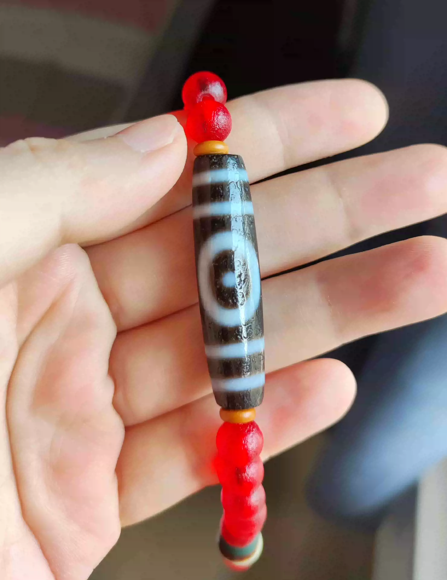 西藏藏地至纯天珠星辰一眼小精品一枚