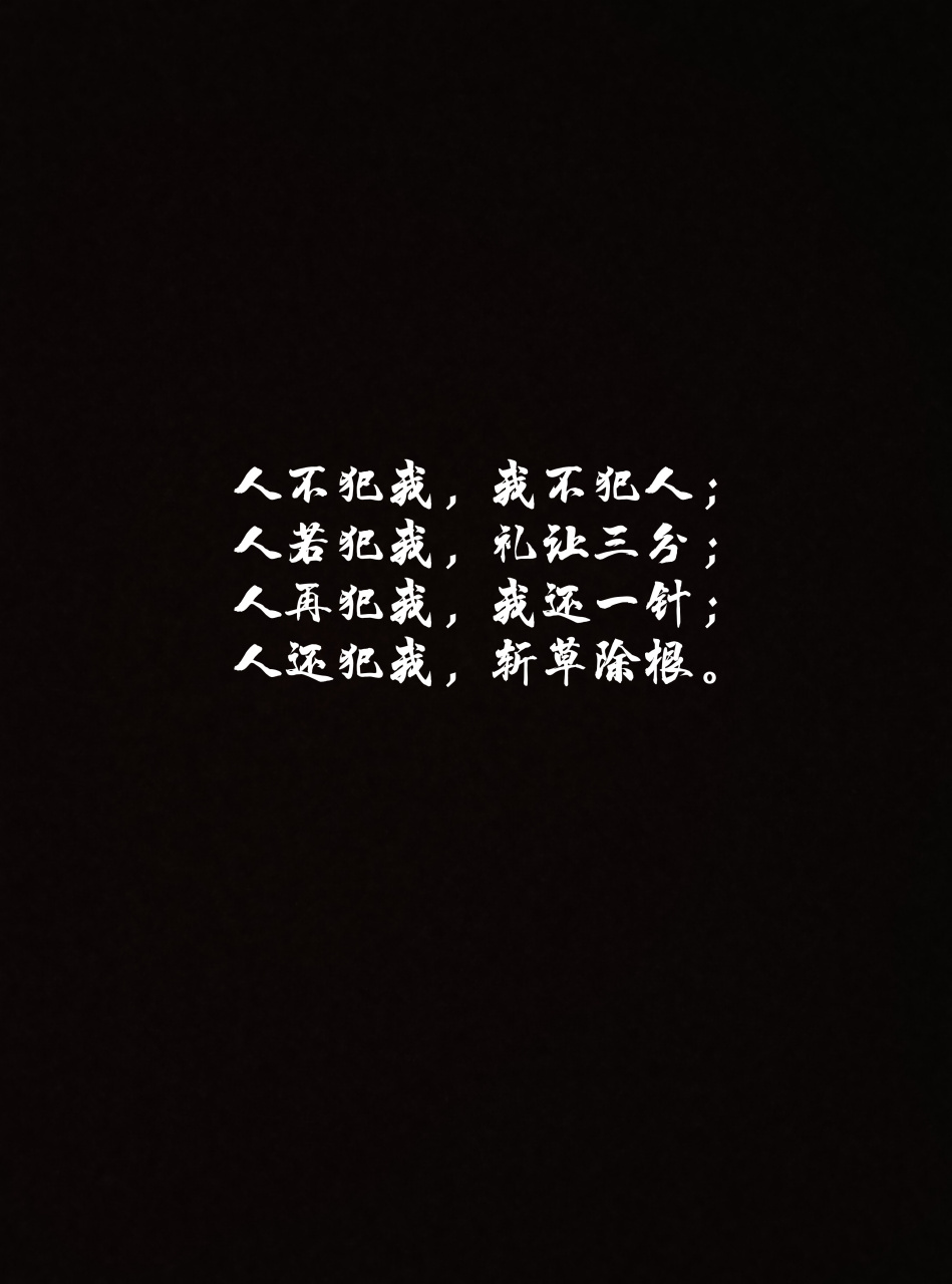 霸气语录 人不犯我,我不犯人;人若犯我,礼让三分;人再犯我,我还一针