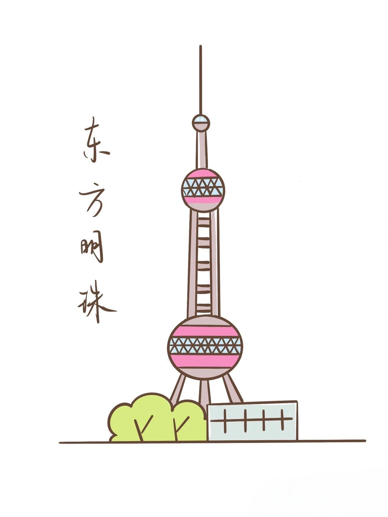 中国著名建筑简笔画涂色版