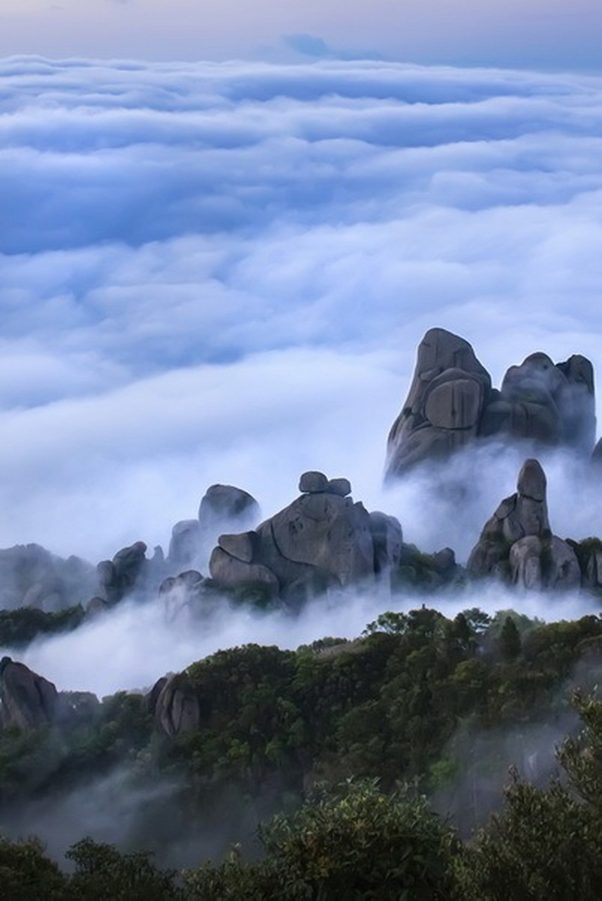山水一色,福建宁德世界地质公园太姥山,白云山,白水洋和九龙漈,祖国