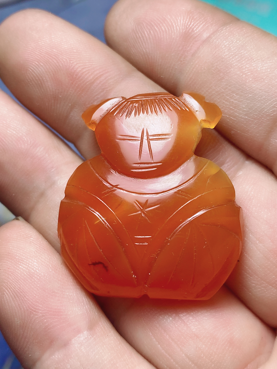 今天收了一个清代玛瑙童子