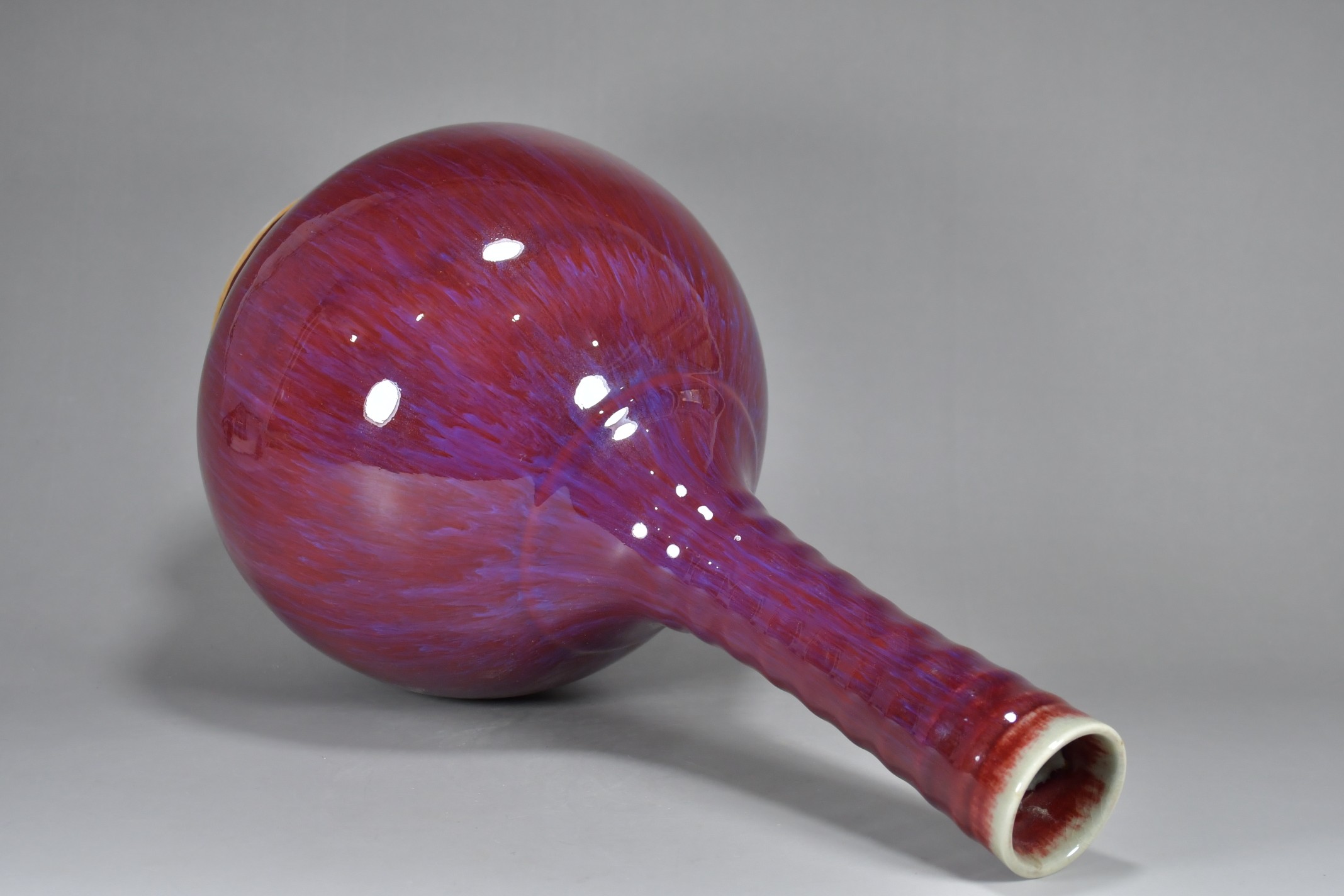 清 钧瓷窑变螺颈胆瓶 #古董古玩收藏# #盘盘老物件