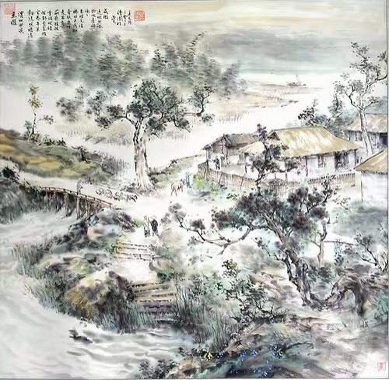 《渭川田家》——【唐】王维  斜阳照墟落,穷巷牛羊归.