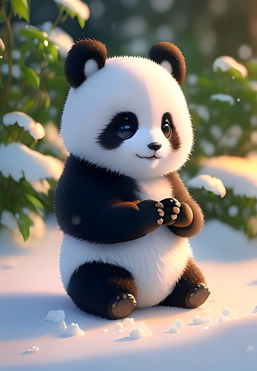 熊猫也是我最爱的哈基咪,它胖乎乎的,毛茸茸的,眼睛圆圆的,看起来呆