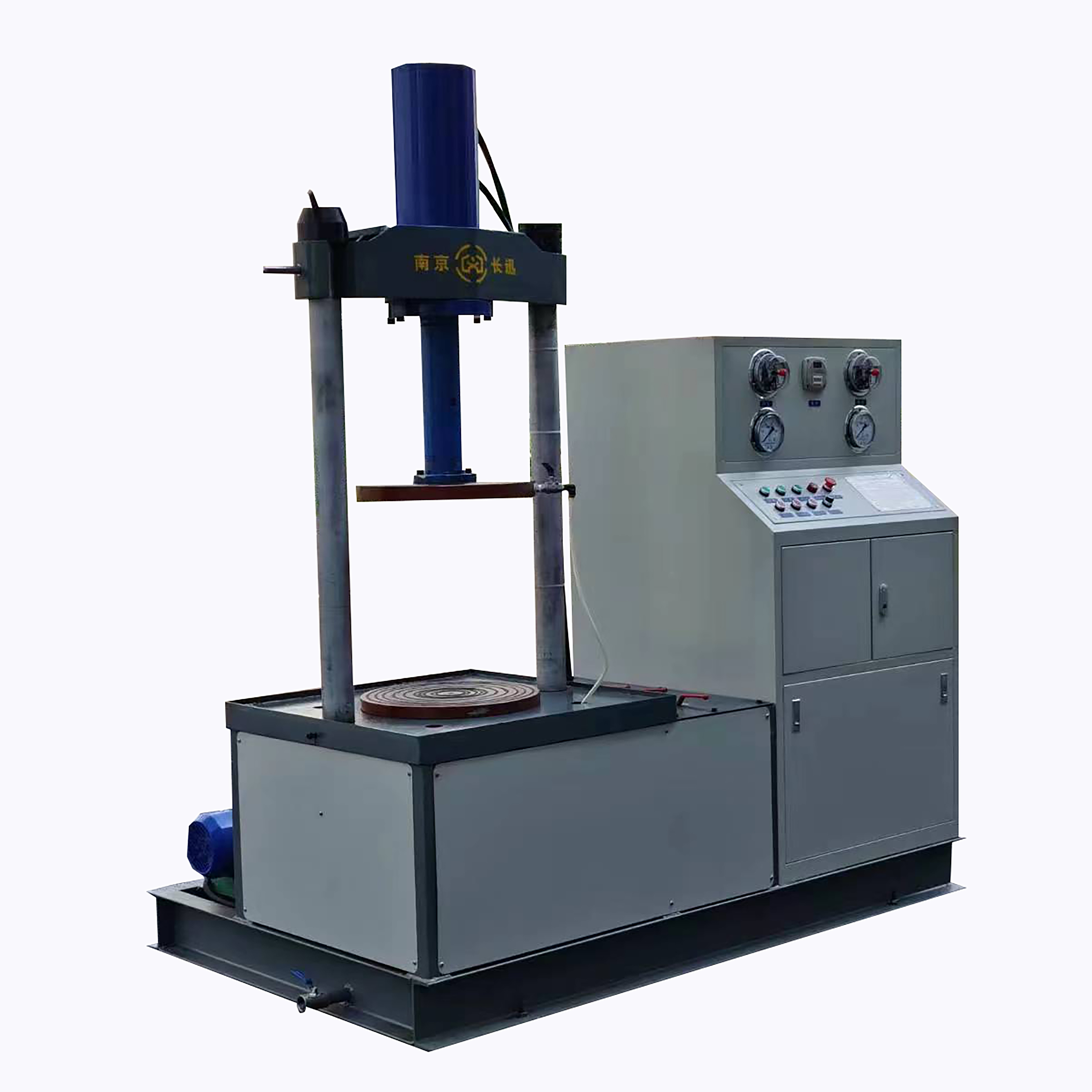 syj-300a型阀门试压机概述: 该机用工作台上的密封盘,及其上方压紧