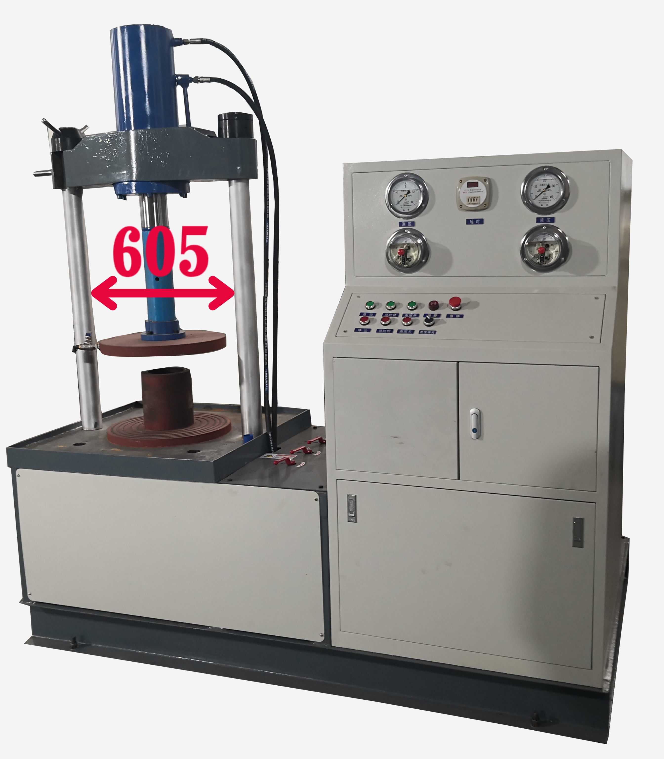 syj-300a型阀门试压机概述: 该机用工作台上的密封盘,及其上方压紧