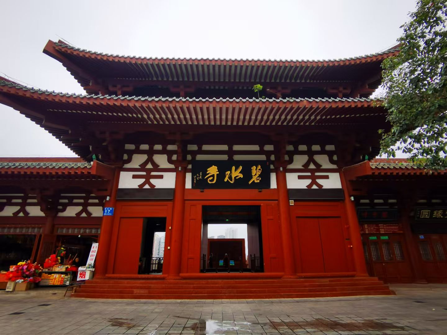 绵阳碧水寺背依龟山,面临涪江,倚崖而建,位于东方红大桥北侧