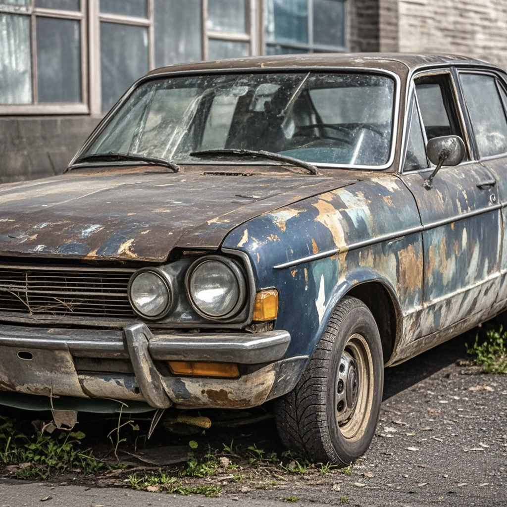 有些车的车漆都掉了,铁皮都露出来了