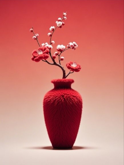 哇,这朵花瓶也太有艺术感了吧,红色的花瓶和白色的花朵搭配,放在家里