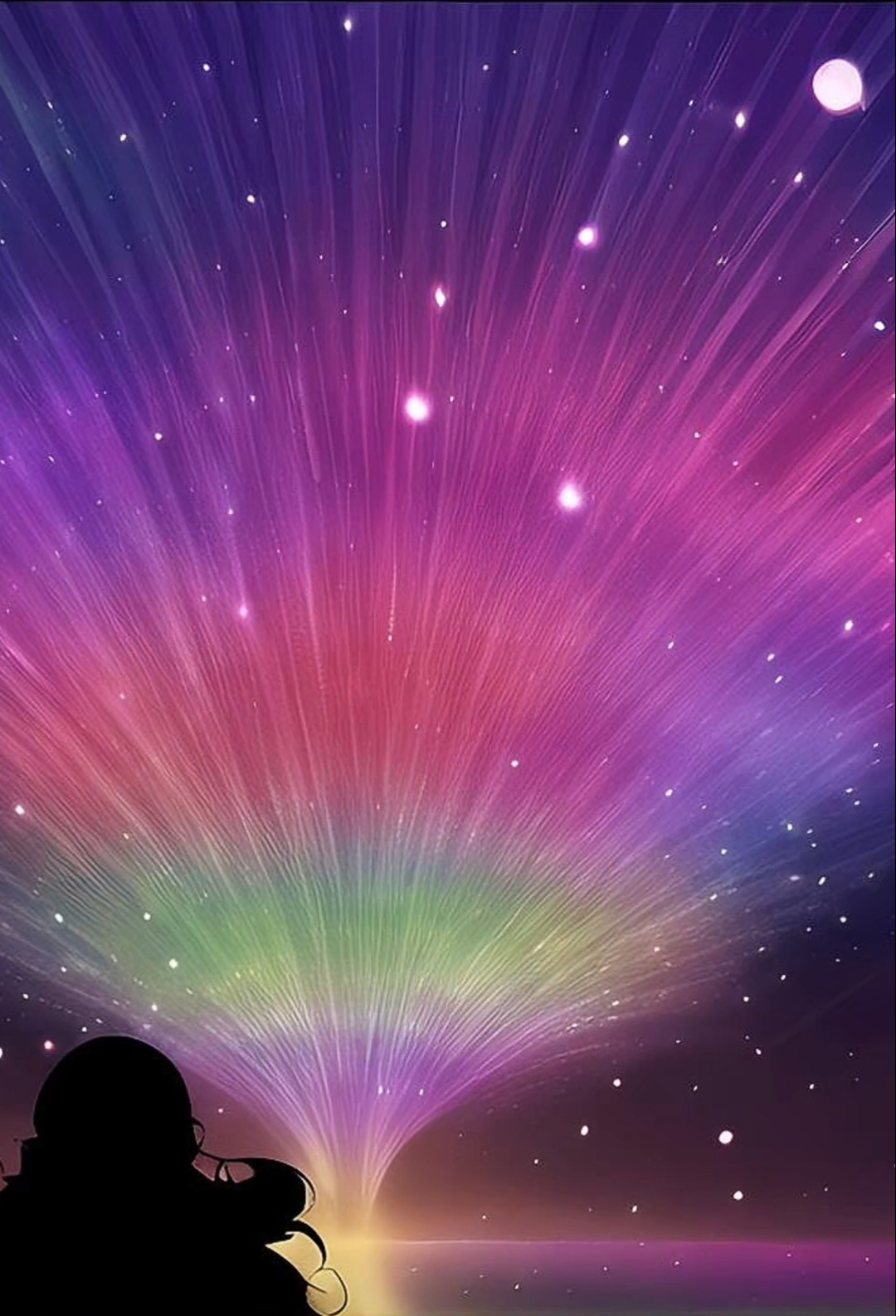 夜幕降临,星空璀璨.仰望这片紫粉交织的梦境,仿佛走进童话的奇幻世界.