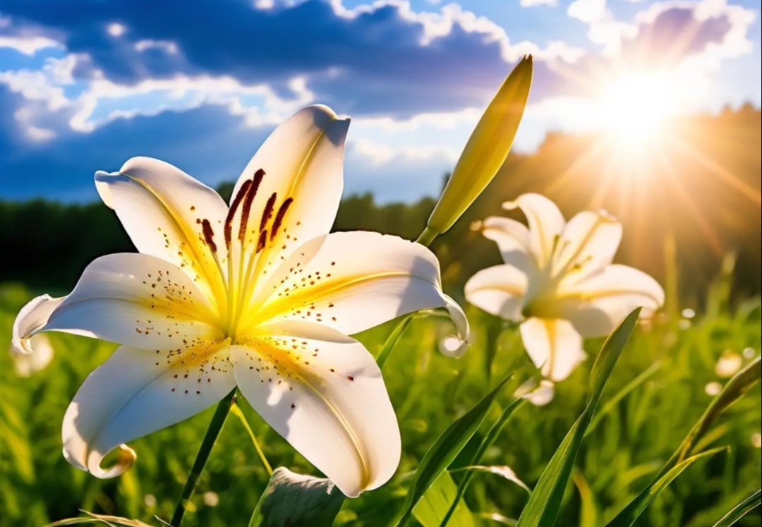 阳光洒落,百合花舞动着卓越的身姿,每一片花瓣都闪耀着生活的色彩.