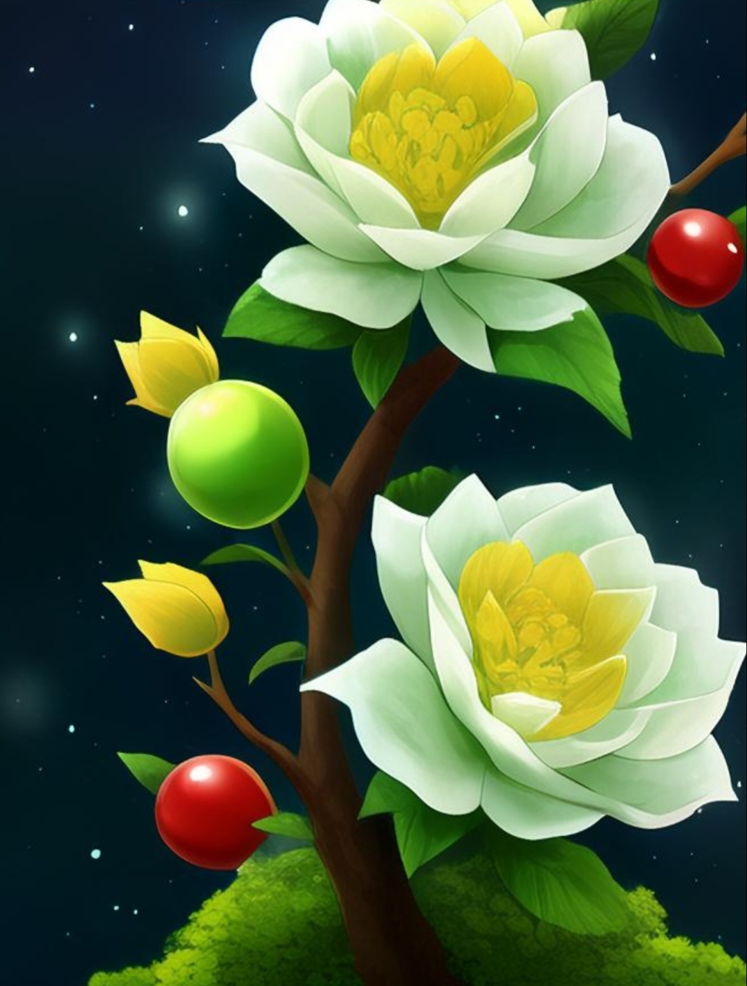 就像这两朵花,洁白如云,黄心如阳,绿叶如翡翠.