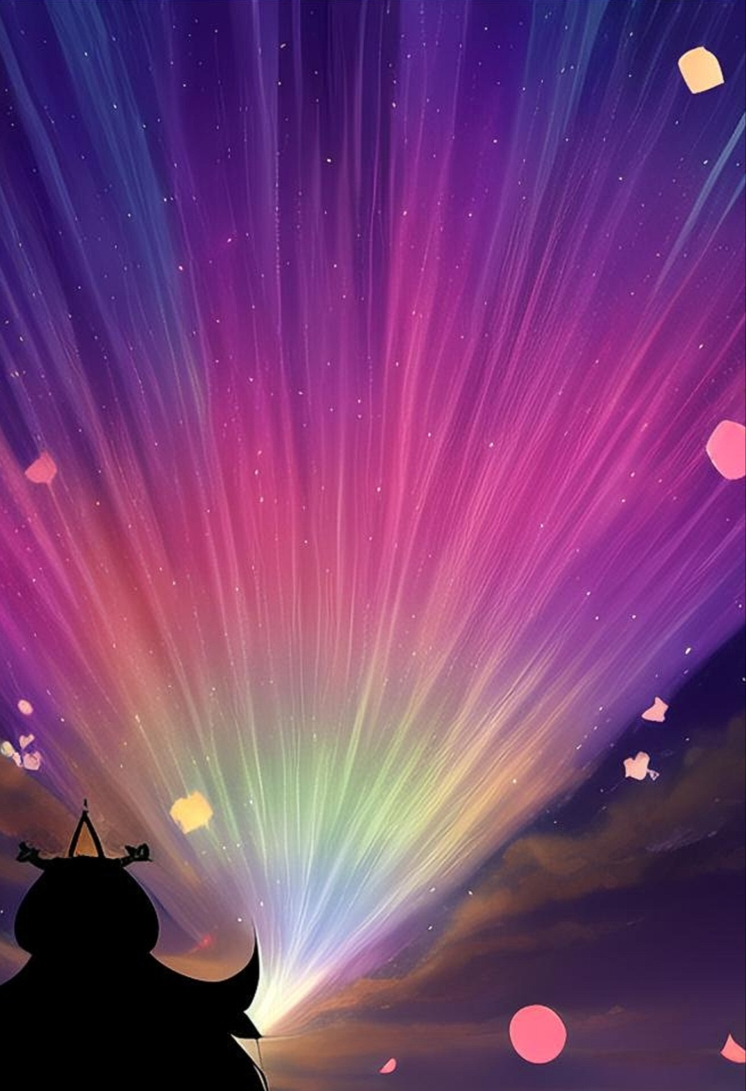 夜幕降临,星空璀璨.仰望这片紫粉交织的梦境,仿佛走进童话的奇幻世界.