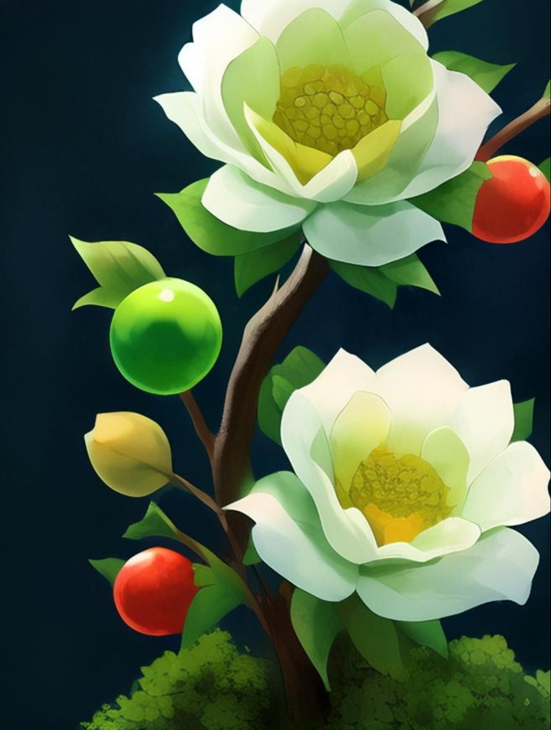 就像这两朵花,洁白如云,黄心如阳,绿叶如翡翠.