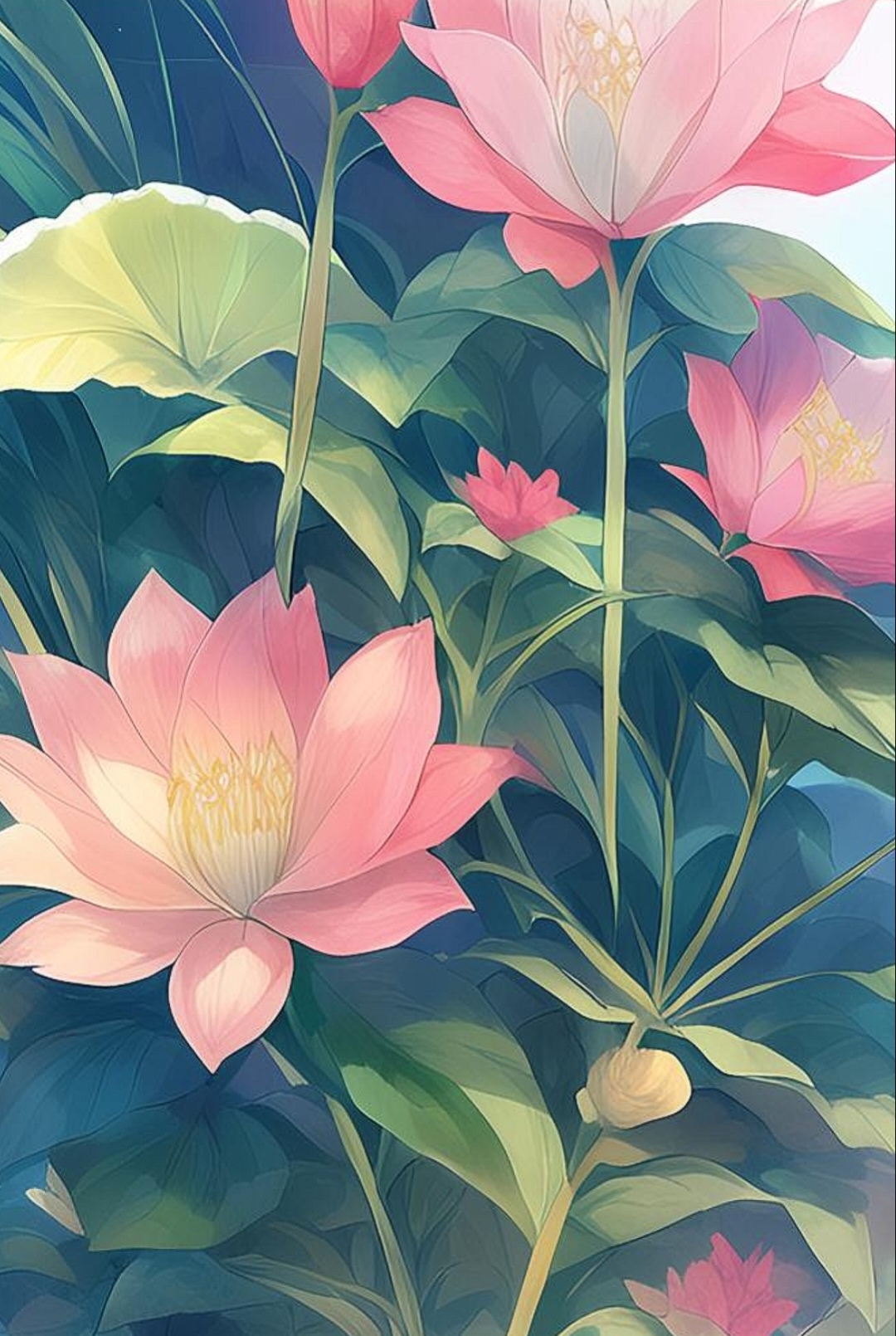 粉色和红色的荷花娇艳欲滴,花瓣重叠间仿佛藏着夏天的秘密.