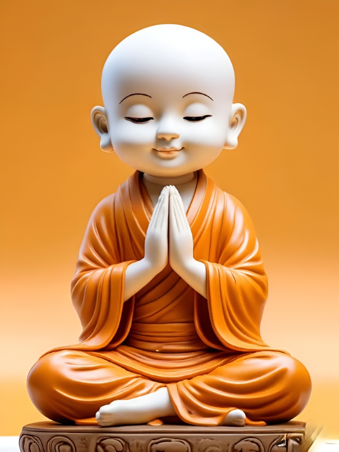 这尊小和尚雕像好萌啊,每天看着它祈祷,心情都平静了呢!