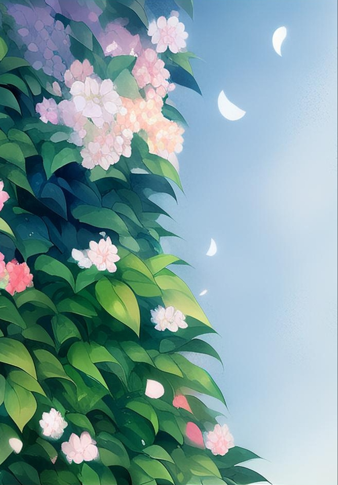 绿色藤蔓缠绕着老树,花香四溢,沁人心脾.
