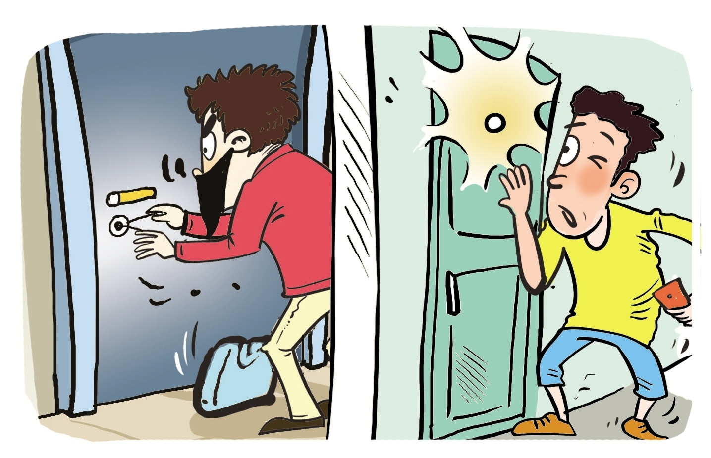 临近年关小偷又出来偷窃了,胶州新城区的一小区,凌晨遭遇小偷撬锁