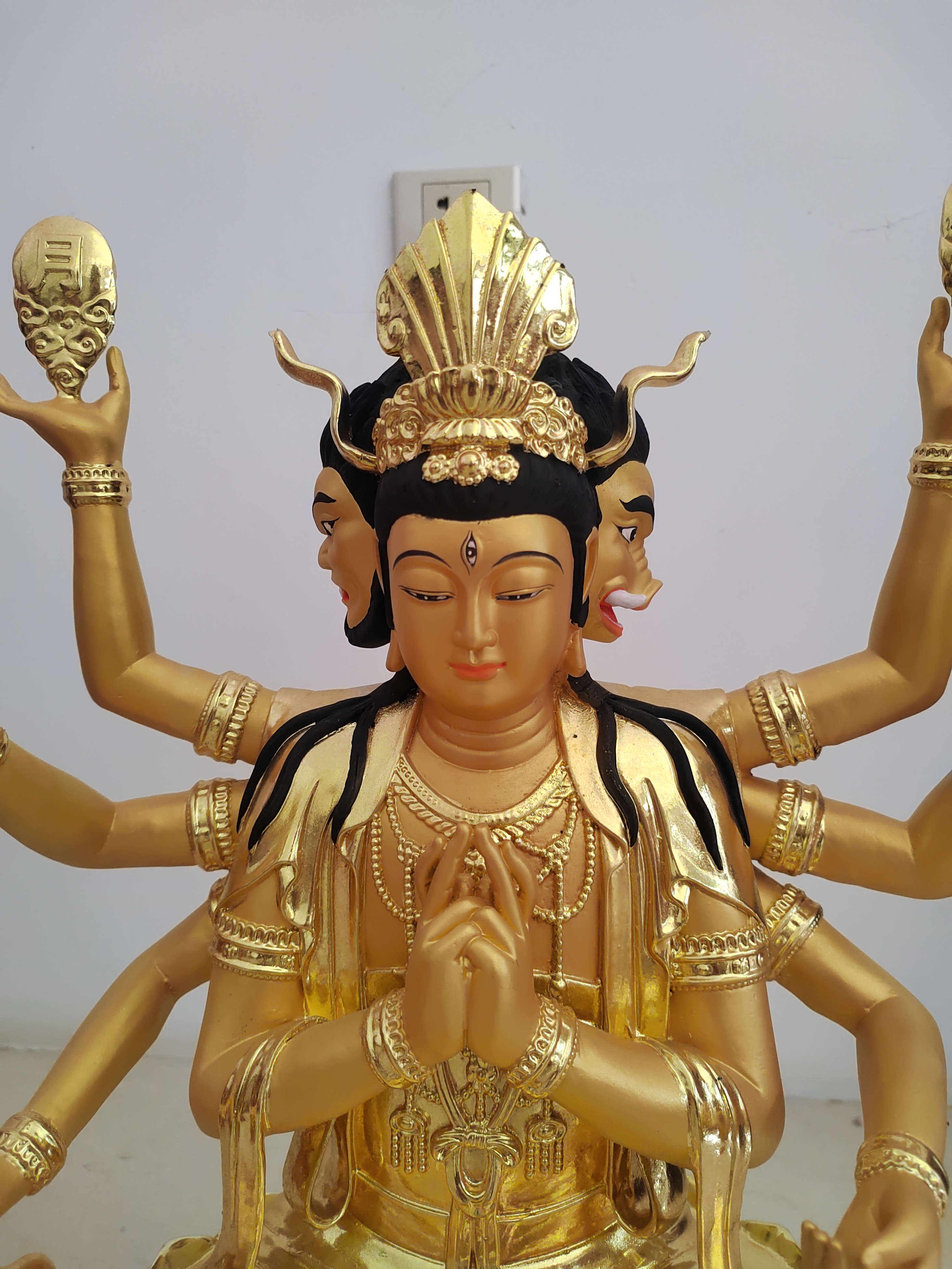 纯铜铸造贴金工艺,高度50公分,铜佛像定做工厂  斗姆元君,简称"斗姆"