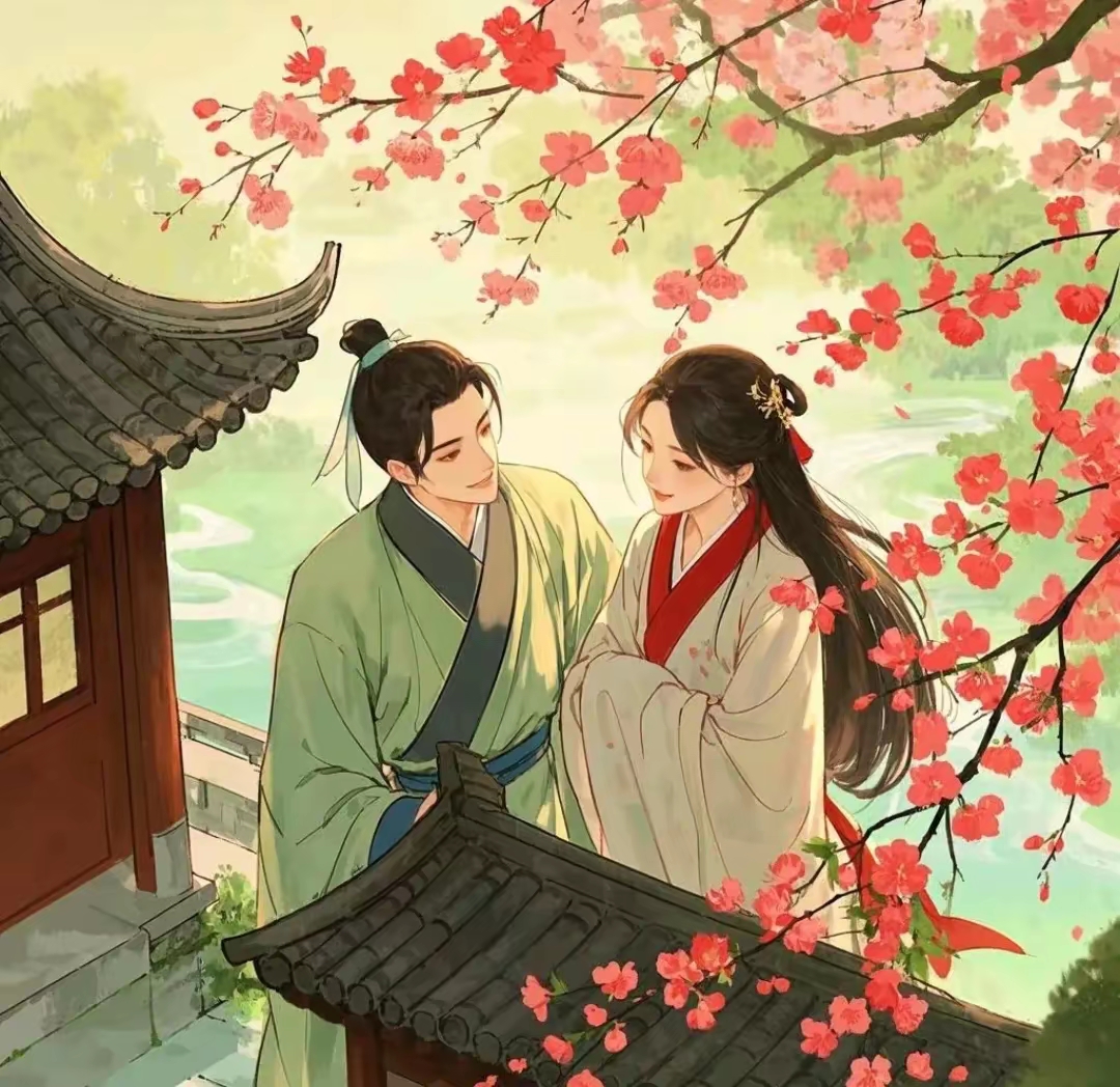 男女约会古代爱情故事的图片唯美诗经中的爱情配图古代 爱情古典恋爱