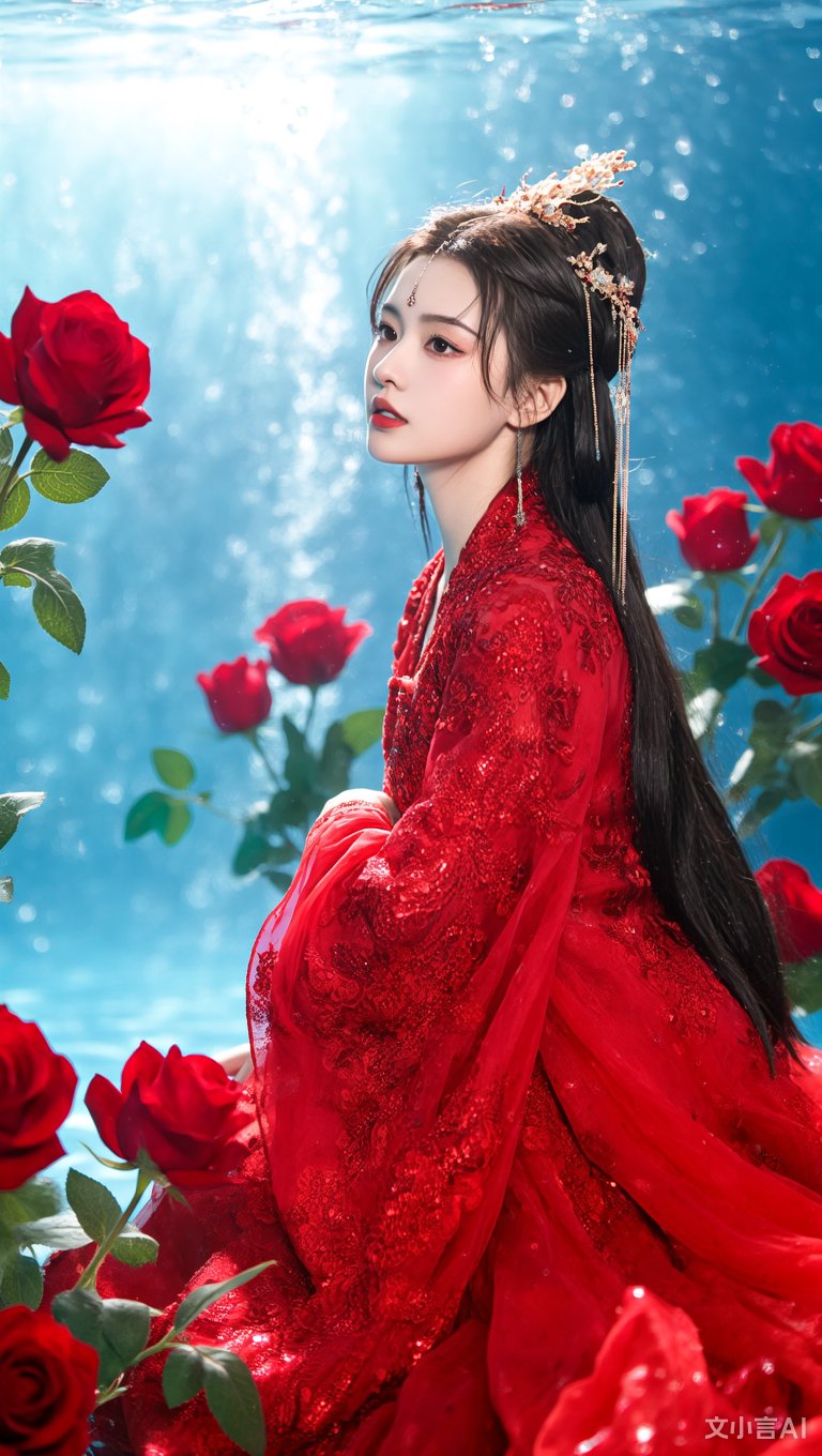 哇,小姐姐这身红衣在花海中太美了,美得像是从古画里走出来的,让人