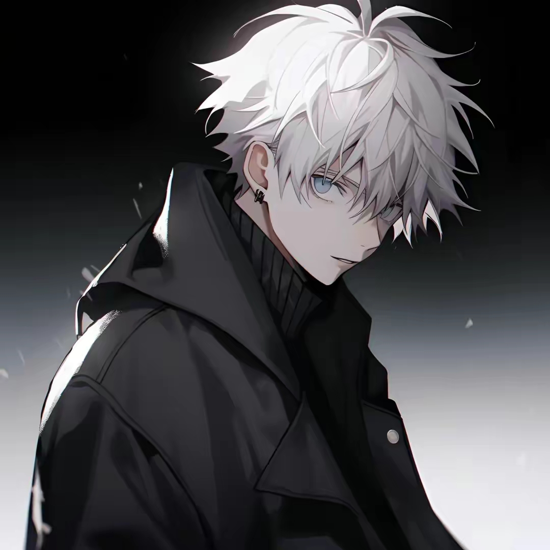 孤影独行者  银发如霜,映照岁月的波澜;蓝眼深邃,映照内心的无尽苍茫.