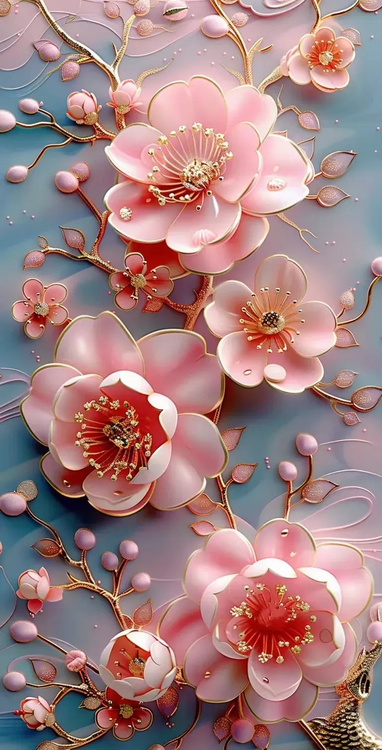 花瓣的细腻,花蕊的柔美,在蓝色的背景下,更加艳丽动人