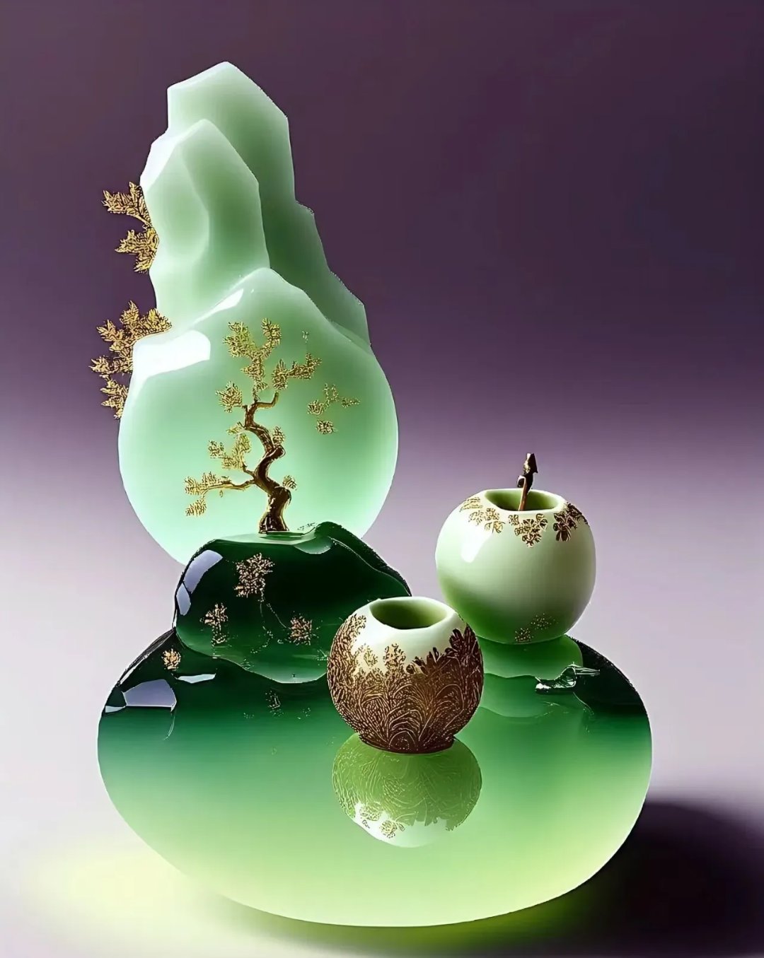 葫芦与苹果,玉雕中的自然之趣.葫芦,寓意福禄双全;苹果,代表平安如意.