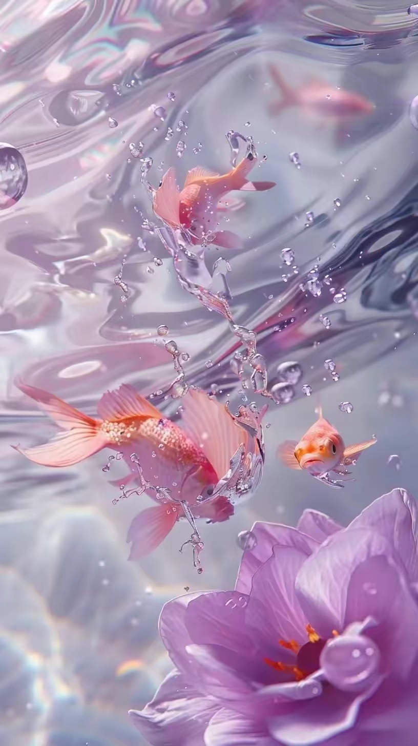 生活虽忙碌,但总有瞬间,如这金鱼与荷花般,简单而美好.