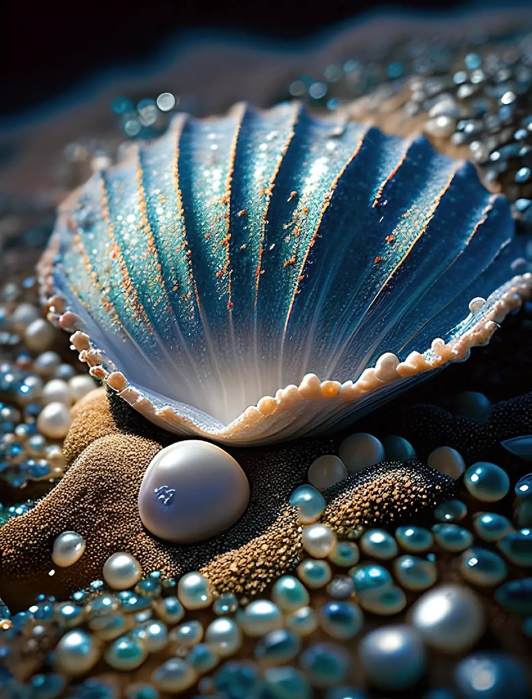 "蓝色贝壳里的秘密,是白色珍珠的温柔
