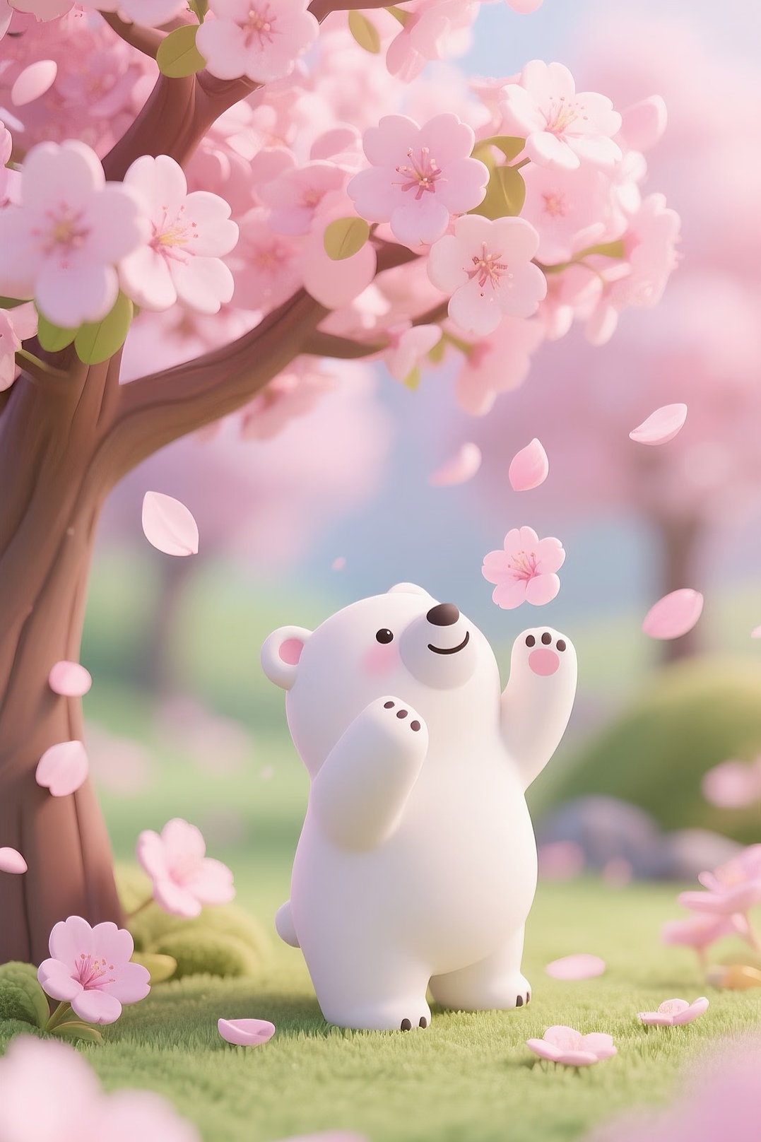 哇塞,可爱小清新卡通小白熊壁纸