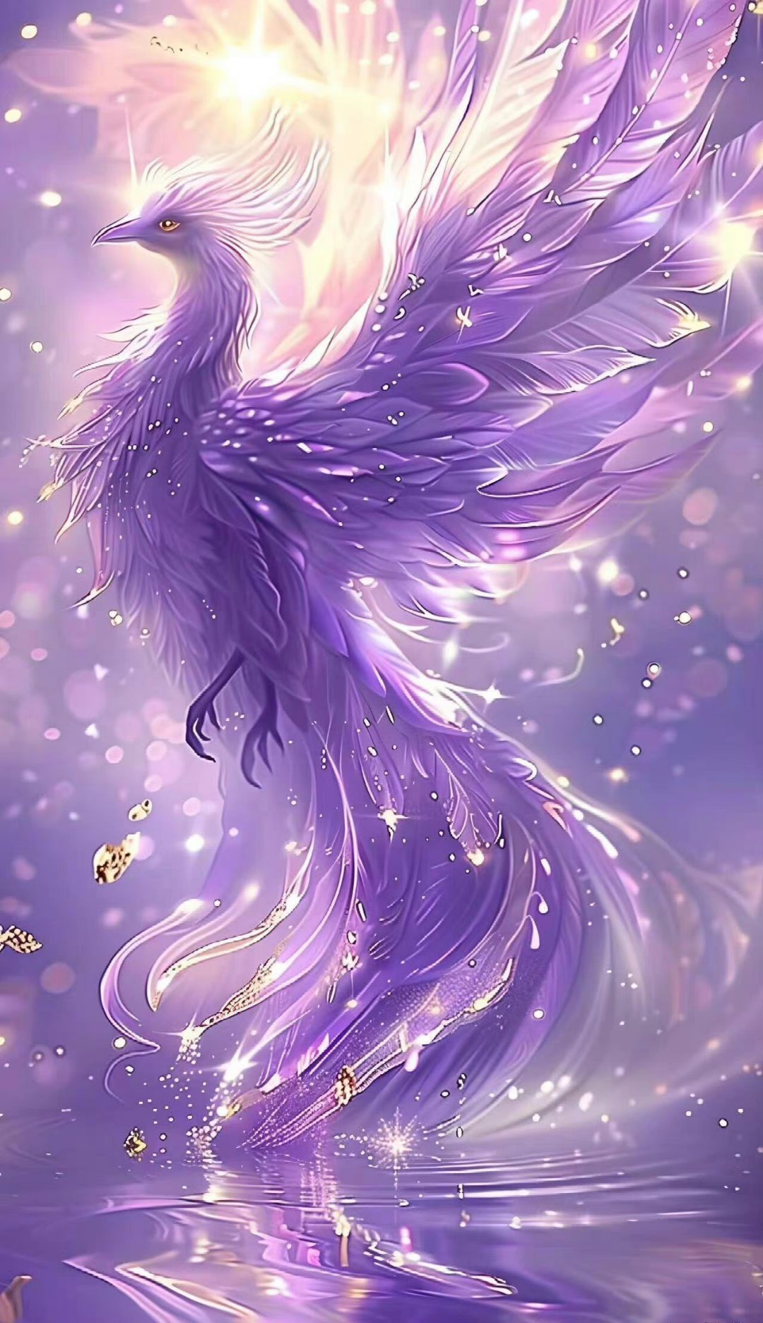 ✨梦幻紫凤凰,闪耀星空之舞💫  💖一眼就被这幅画中的紫色凤凰