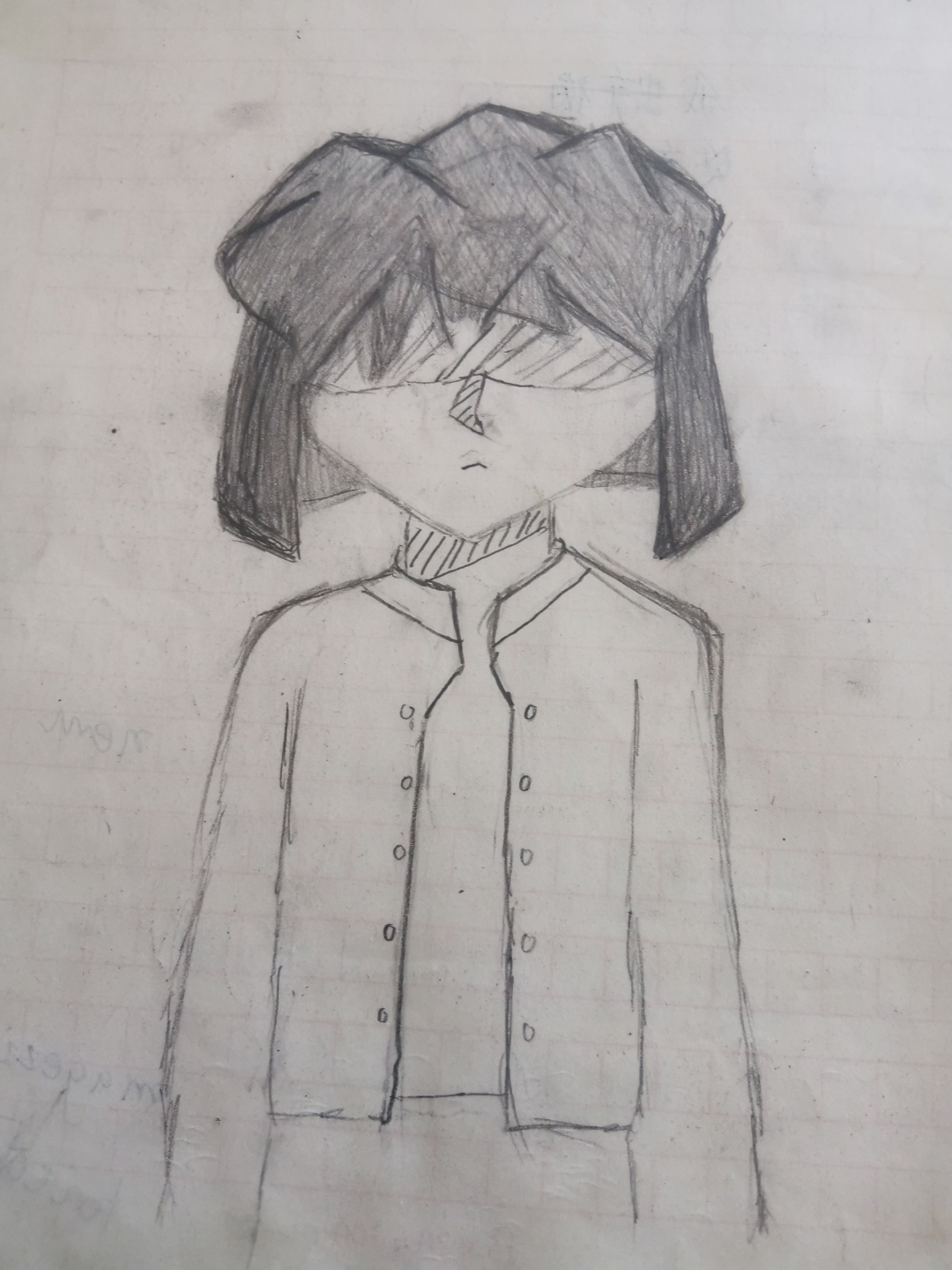 在本子背面画了一张灰原哀!