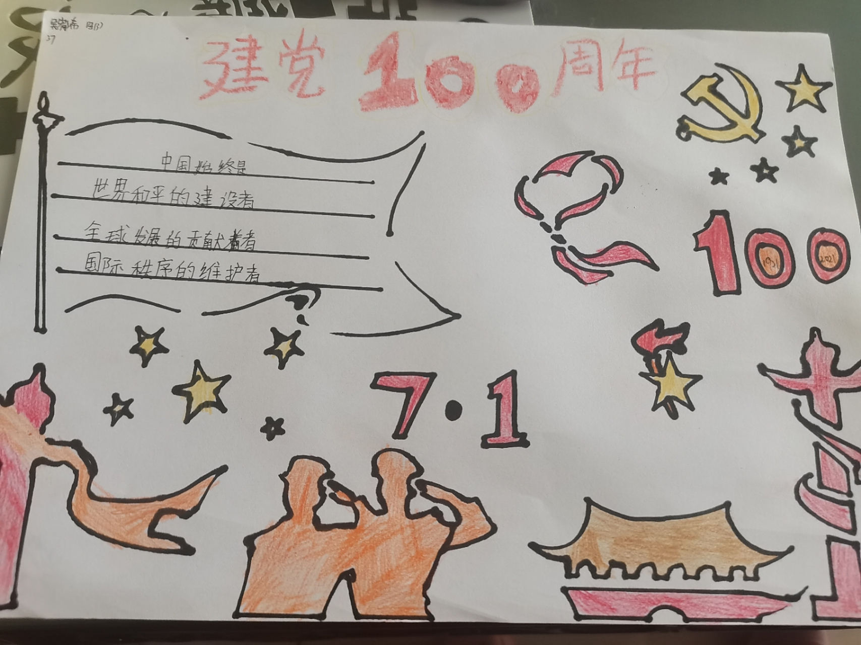 建党一百周年手抄报