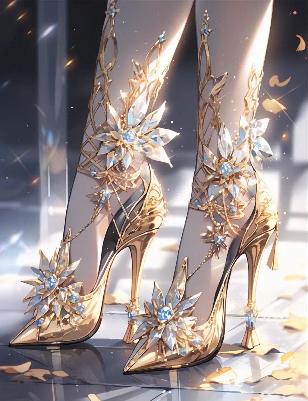 金风玉露·妖精女王|白金高跟鞋特写  转自魔法少女元宝#ai共创计划