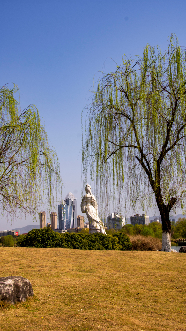 汉中湿地公园的雕像图片