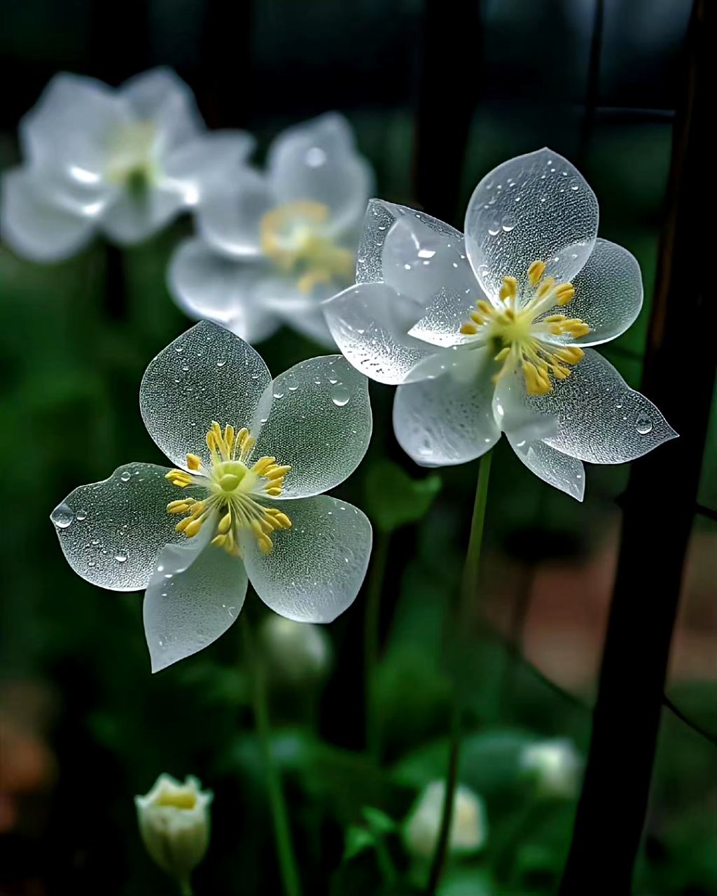 雨后会变透明的高山荷叶花 像一层纱一样