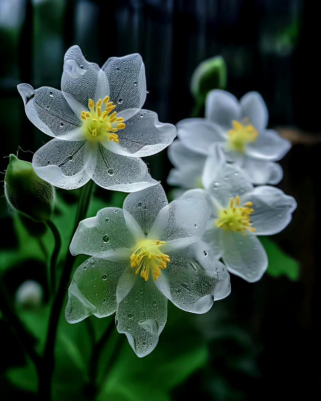 雨后会变透明的高山荷叶花 像一层纱一样