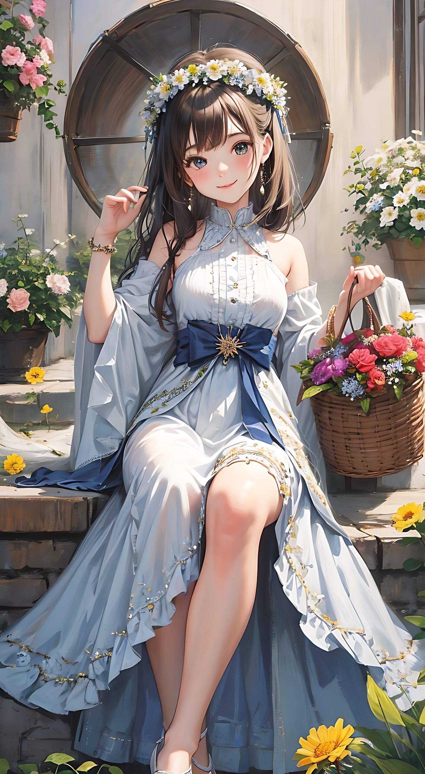 我遇到了这位笑意盈盈的年轻女孩,仿佛从童话中走出来的花仙子!