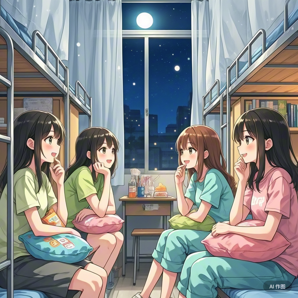 "小a一脸花痴地说着,眼睛里闪烁宿舍漫画美女卡通日常,和闺蜜住一起四