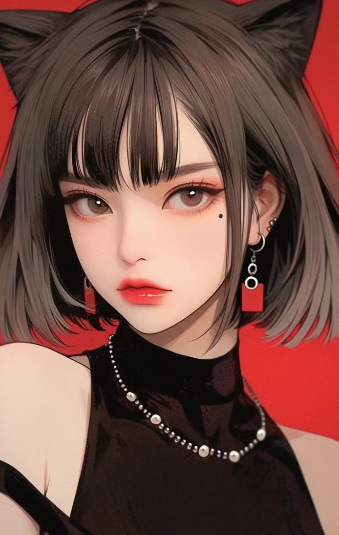 红色系背景动漫猫耳女孩,每张都很好看呐,也很有个性~小仙女