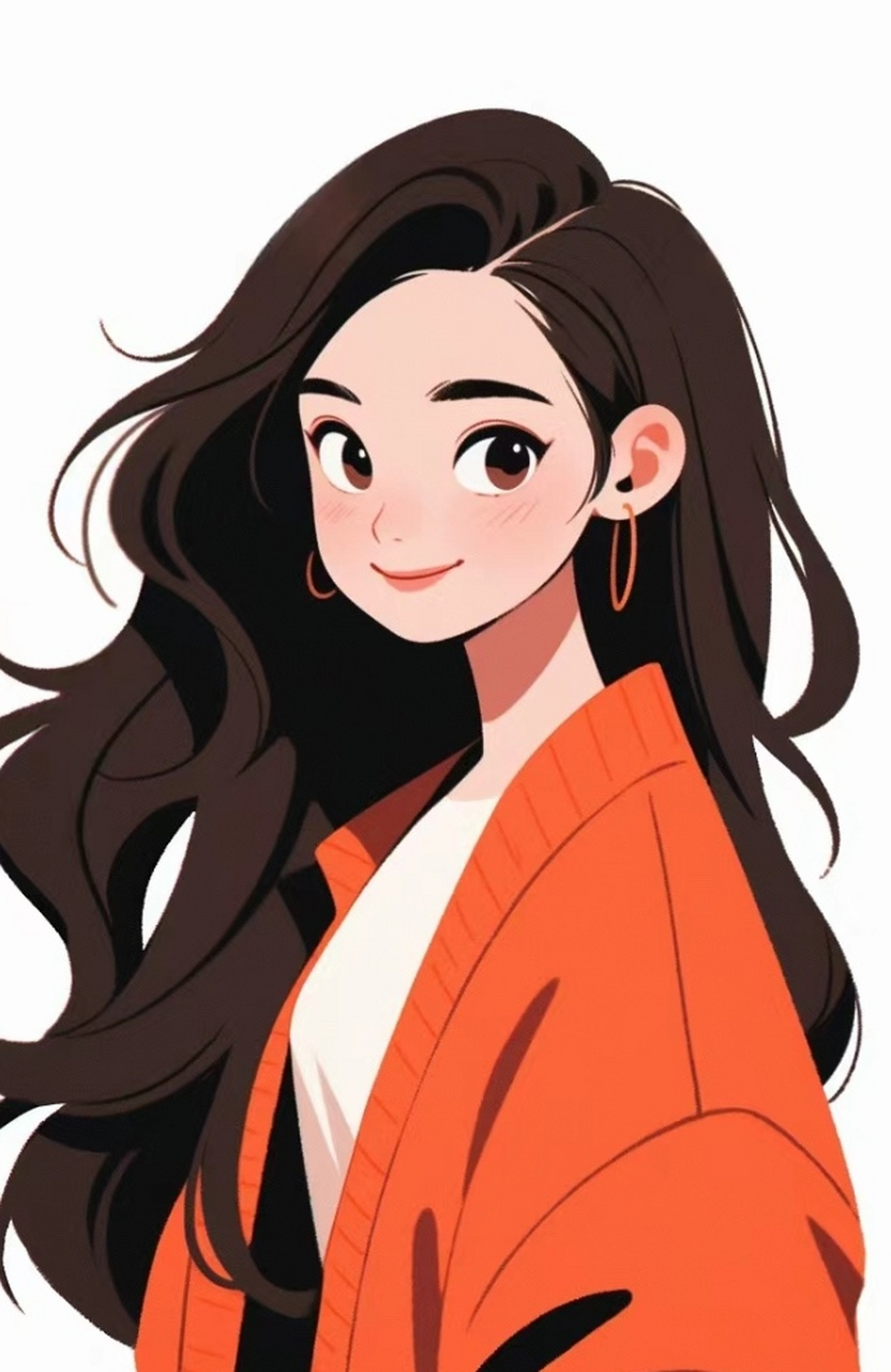 美女壁纸|长卷发动漫美女,感觉高领搭配外套更显时尚效果,感觉很有