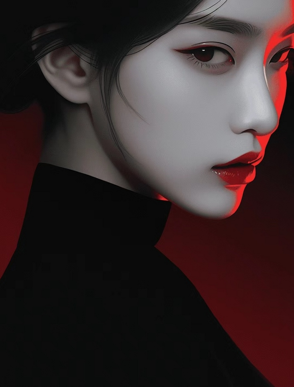 美女壁纸 黑色是很单调的颜色,也是最好搭配的颜色.